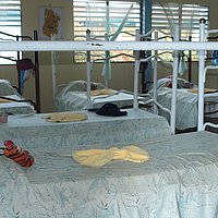 A room with beds in a boarding school